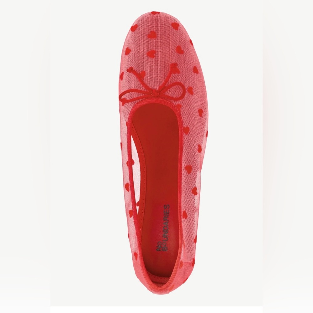NWT No Boundaries Mesh Ballet Flats Red Heart Print Memory Foam Women’s‎ 9.5